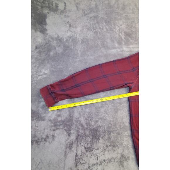 VANS Off The Wall Sz XL Button Up Flannel Shirt Men's Red Blue Tailored Fit Ca15 - Picture 4 of 6